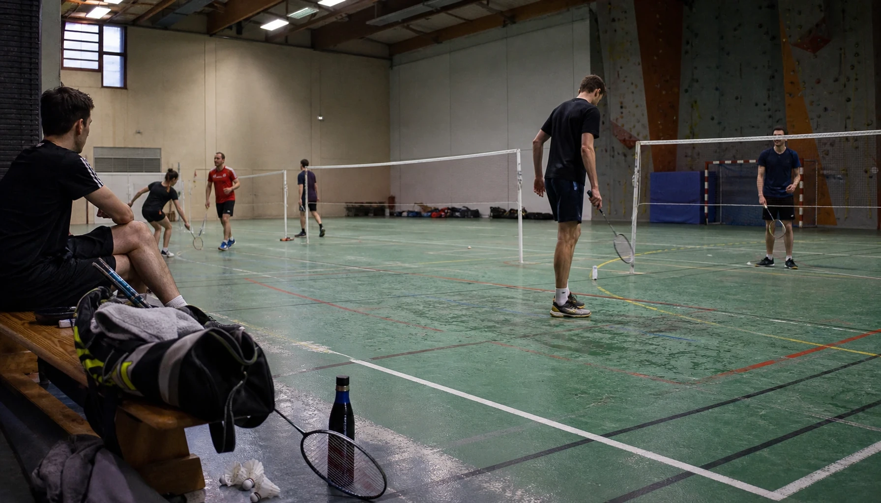 Membres du club de badminton de Rosporden pendant une séance collective